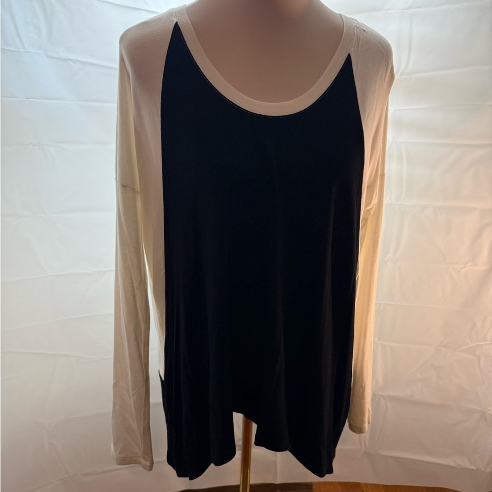 Red 23 Cream and Black Relaxed Asymmetrical Blouse